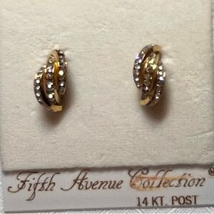 Fifth Avenue gold tone & Austrian crystal Earrings. New. 14kt posts. Lead free